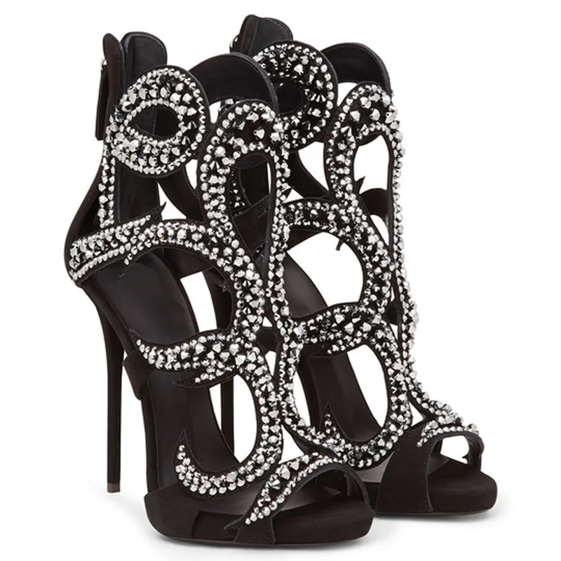Women Shoes Zipper - Sandalias de tacón de aguja con