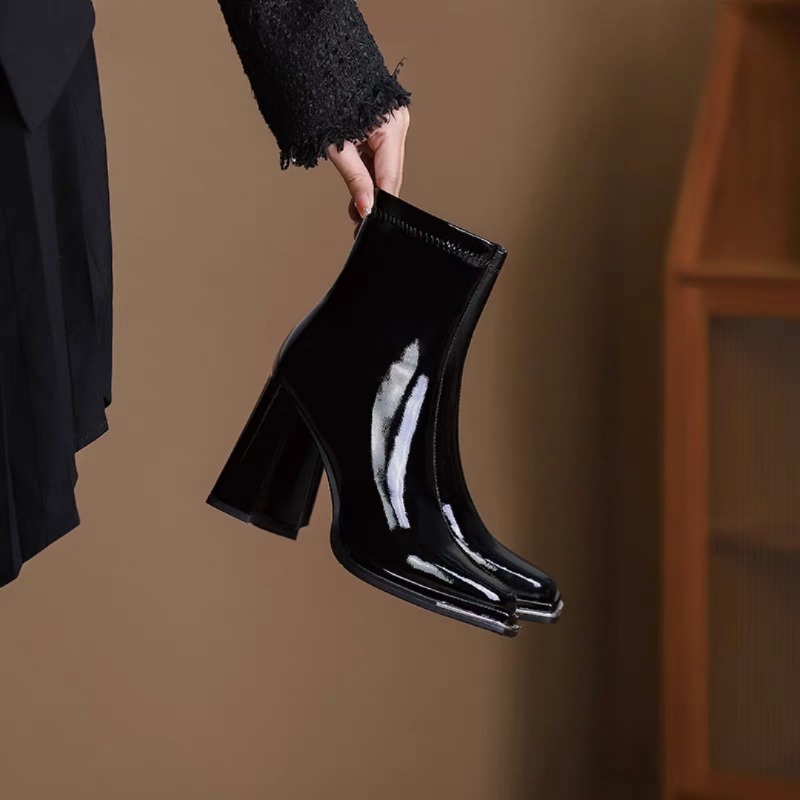 Block Heel Ankle Boots - Botas de lujo para mujer, Botas
