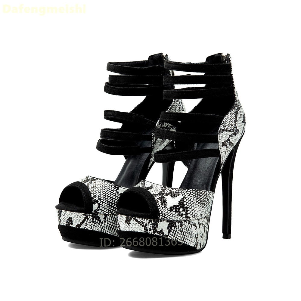 Women Shoes Zipper - Sandalias de Plataforma con Estampado de