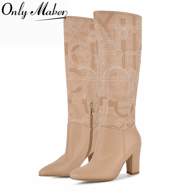 Block Heel Ankle Boots - Onlymaker Botas Altas Hasta la Rodilla