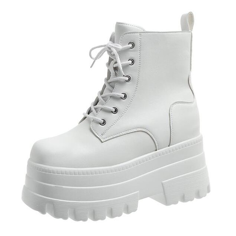 Block Heel Ankle Boots - Botas militares de encaje frontal de