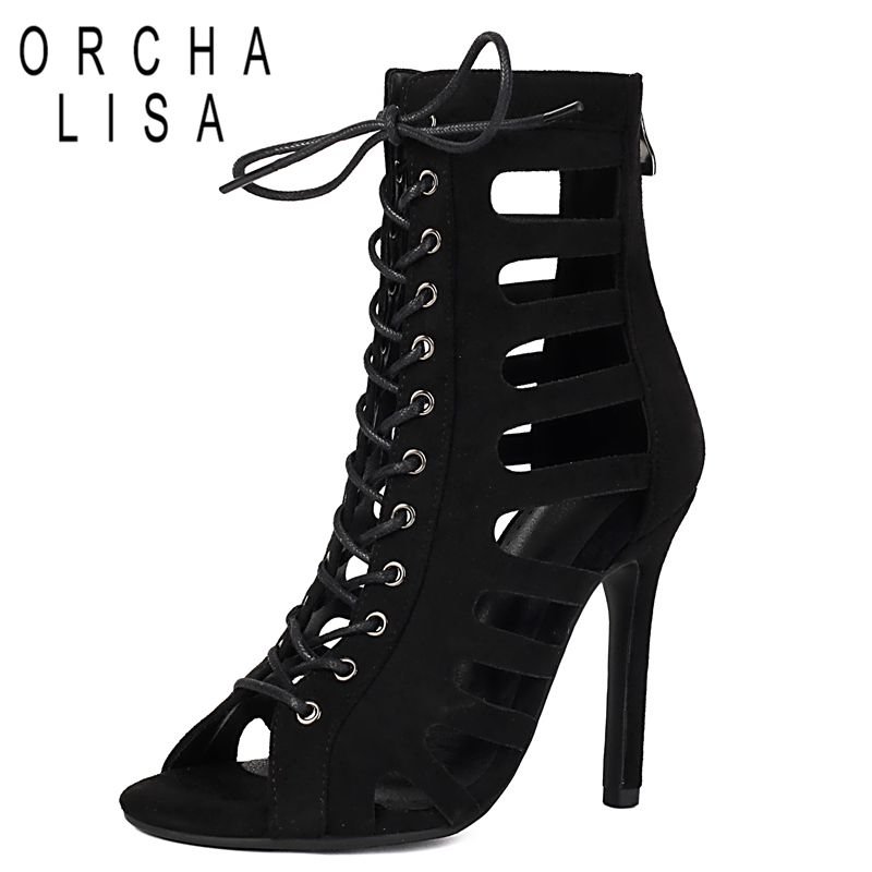 Women Shoes Zipper - ORCHA LISA Sandalias Negras para Mujer