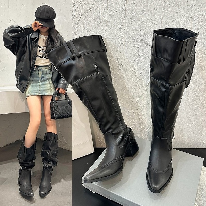Block Heel Ankle Boots - Botas individuales envueltas para mujer Primavera