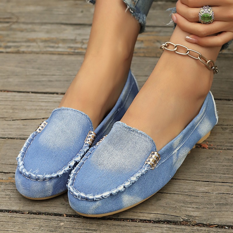 Shoes Women Pumps - Mocasines de Mezclilla Azul Claro, Estilo