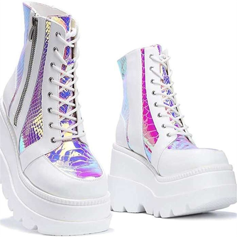 Botas de plataforma holográfic - Block Heel Ankle Boots reseña y precio