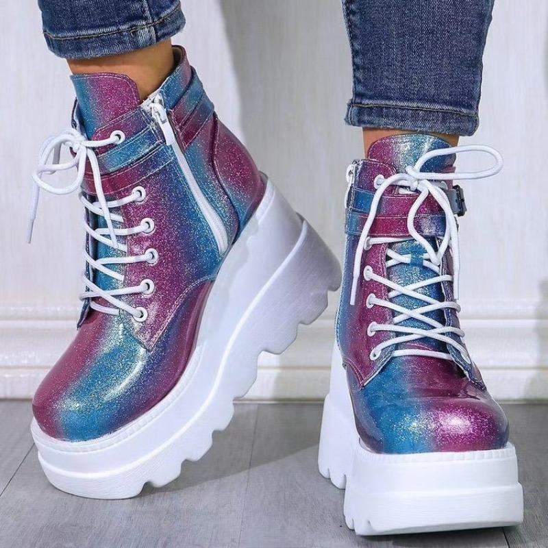 Botas de plataforma holográfic - Block Heel Ankle Boots reseña y precio