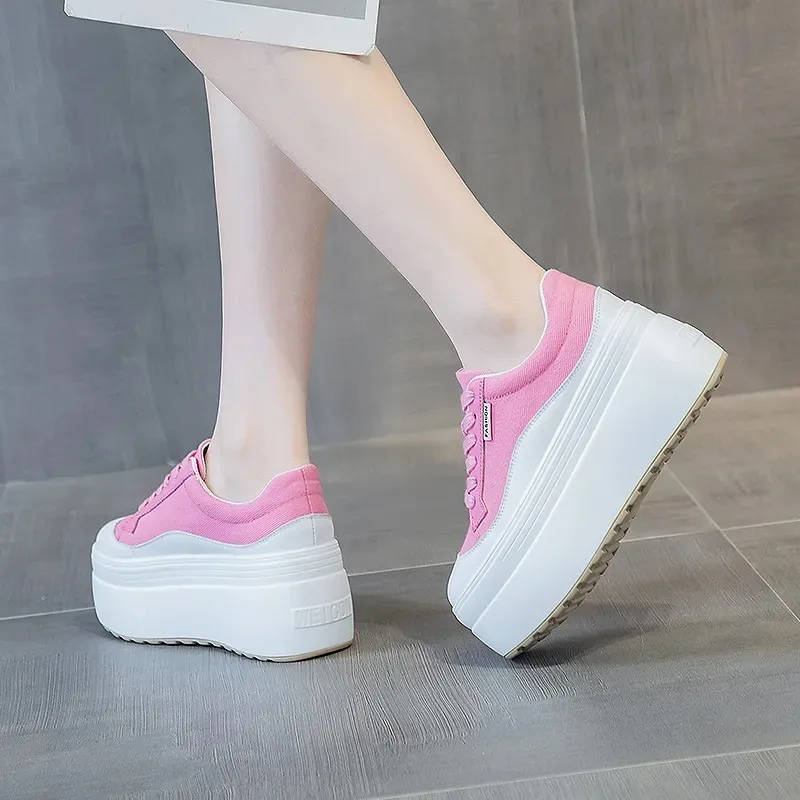 8cm nueva lona cuero genuino m - Women Shoes Store reseña y precio